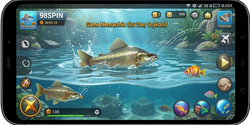 Screenshot gameplay yang menunjukkan teknik memancing yang menegangkan.