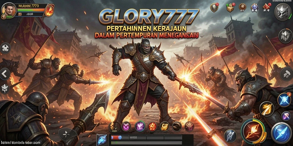 Tangkapan layar gameplay GLORY777 yang menunjukkan aksi pertahanan menara.
