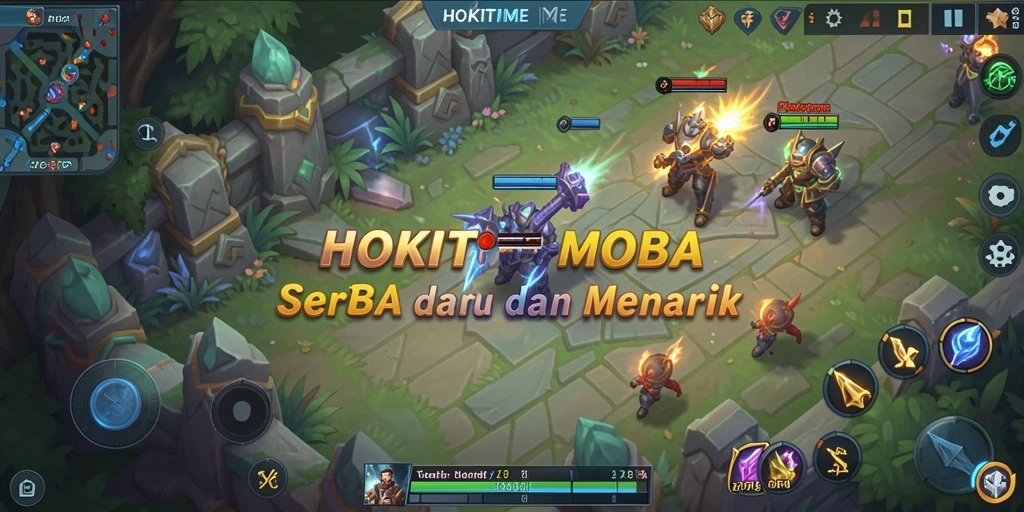 Tampilan seru gameplay HOKITIME dengan aksi MOBA yang mendebarkan.