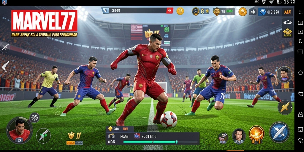 Tampilan gameplay seru dalam game sepak bola MARVEL77.
