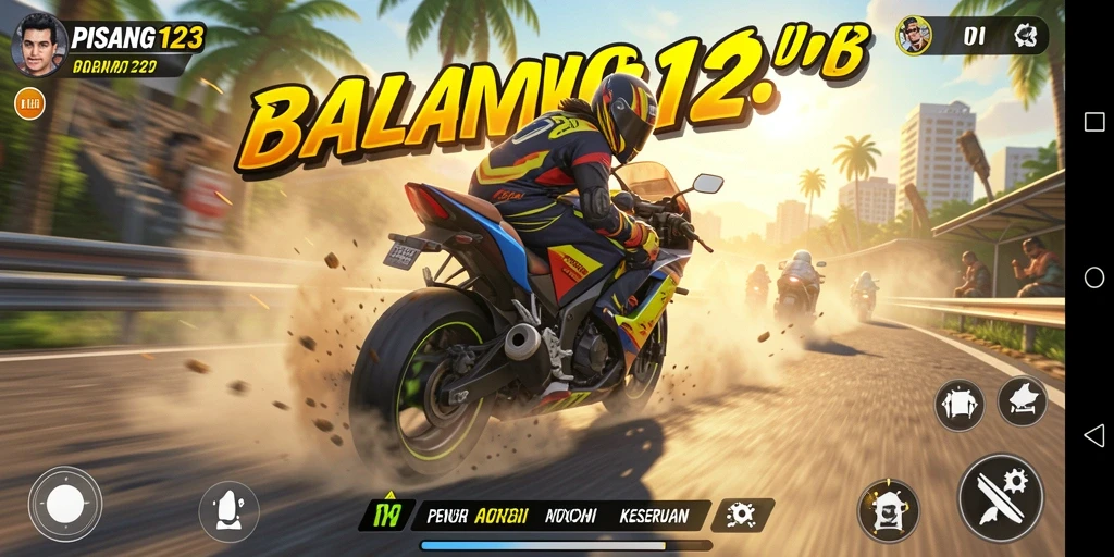 Gameplay seru dan penuh aksi dalam PISANG123 dengan balapan motor.