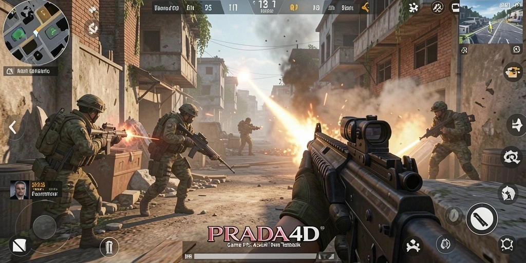 Tampilan seru PRADA4D dengan aksi tembak-menembak yang intens.